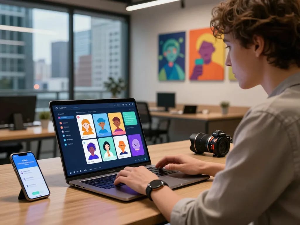 Engaging with Crush on AI chatbot in a modern workspace showcasing digital interactions.