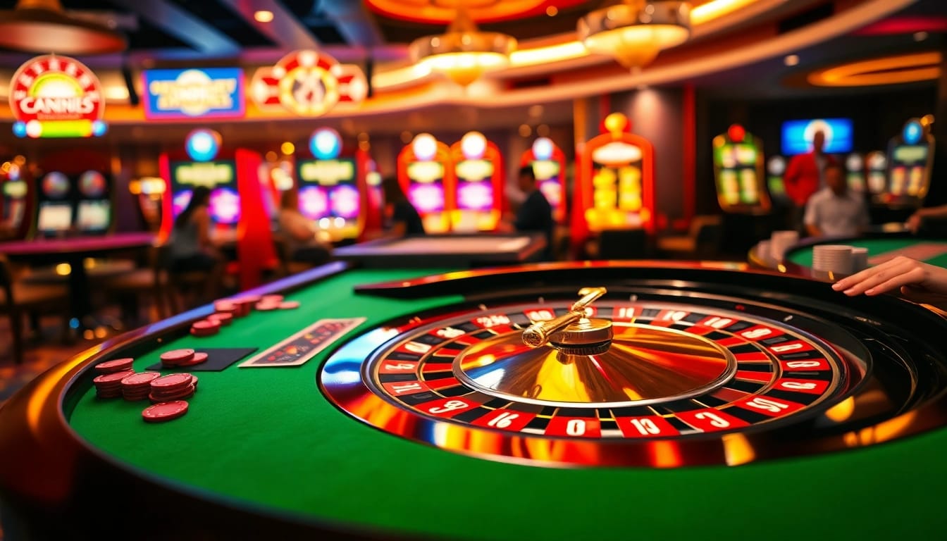 Vibrant roulette table showcasing meilleurs bonus casino en ligne experience with players engaged.
