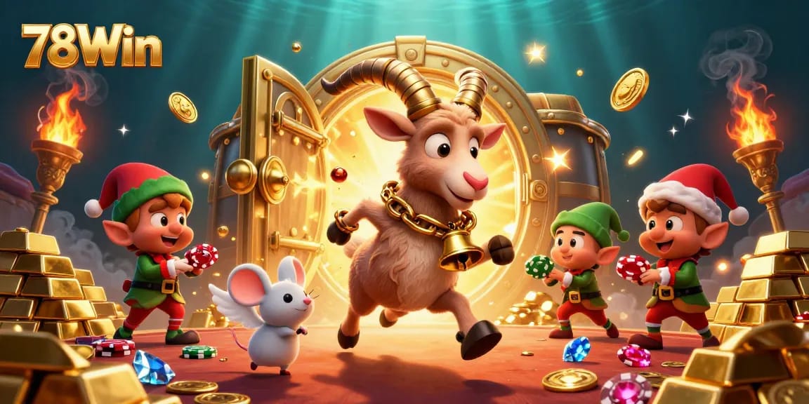 Join the adventure at 78Win's casino, where Krampus meets charming chaos in a lavish treasure scene.
