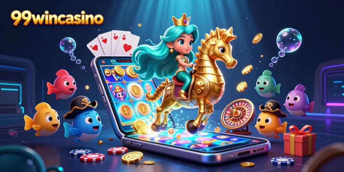 Experience thrilling gaming adventures at 99wincasino with vibrant characters and casino elements.