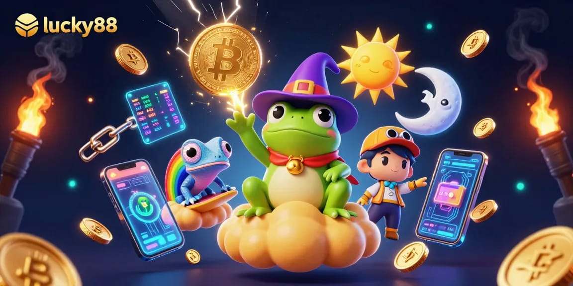 Experience the thrill of lucky88 as the weather wizard frog conjures golden coins in a vibrant casino adventure.