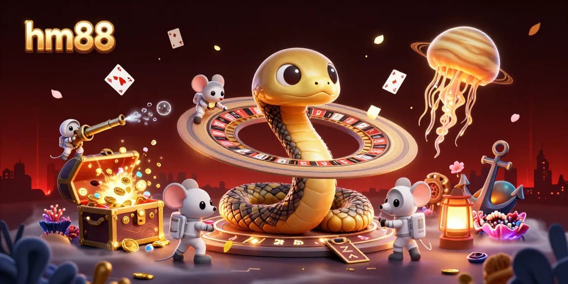 Experience thrilling gameplay with hm88's vibrant cosmic casino scene featuring animated characters and action-packed visuals.