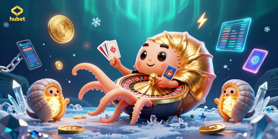 Experience thrilling gameplay at hubet with unique giant nautilus, cards, and crypto elements.