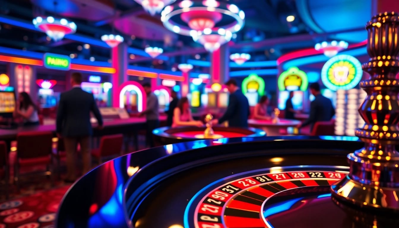 Retrait instantané paris sportif dans un casino, joueurs engagés et ambiance excitante.