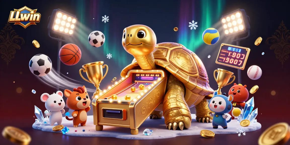 Experience the excitement of LLwin with a vibrant casino illustration featuring dynamic gaming elements.