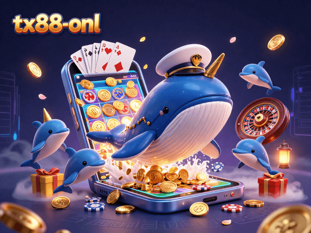 Experience tx88-onl's exciting wins with a vibrant scene filled with playful casino elements.