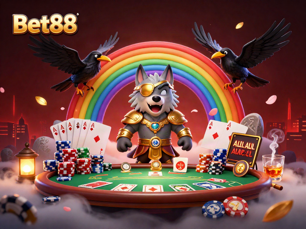 Engage in top-tier gaming with Bet88's vibrant casino scene featuring mystical characters and poker excitement.