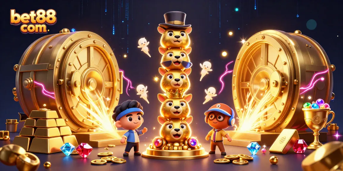 Experience thrilling wins at bet88 com with vibrant 3D casino totem and sparkling treasures.