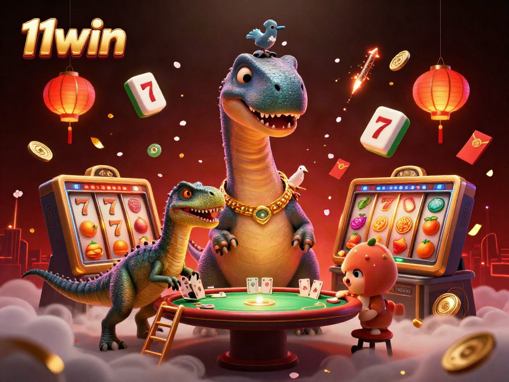Engage in dynamic gameplay at 11win, featuring interactive characters and vibrant casino elements in 3D.