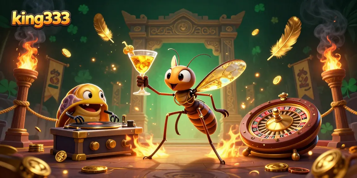 Experience king333 thrills with a vibrant online casino scene featuring animated characters and gaming elements.