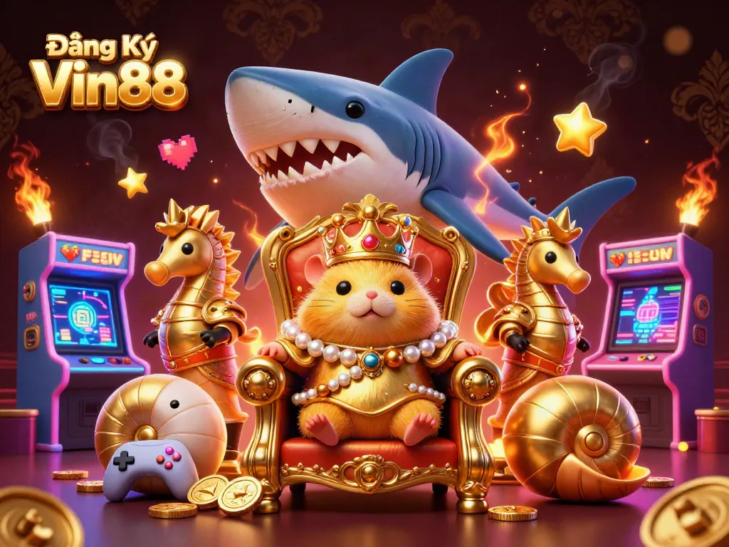 Register at Đăng Ký Vin88 and join the exciting world of online gaming with vibrant characters and casino-themed 3D art.
