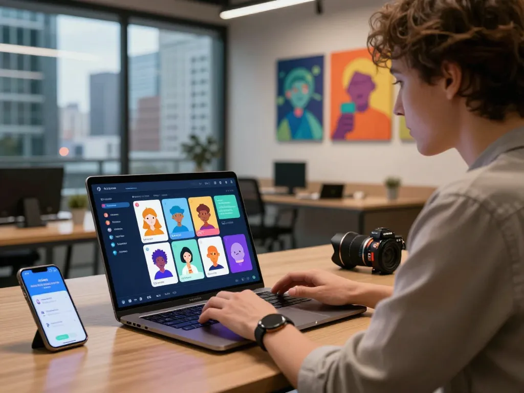 Engaging with Crush on AI chatbot in a modern workspace showcasing digital interactions.