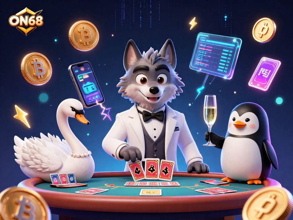 Join the action at ON68 with a clever wolf, a swan dealer, and a penguin sommelier at the baccarat table.