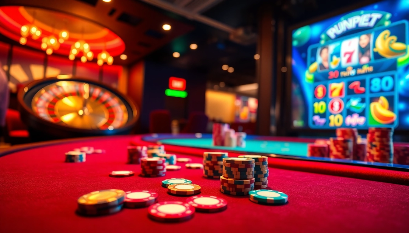 Engage with the thrilling world of uu88 as players strategize at a glamorous poker table adorned with vibrant chips and cards.