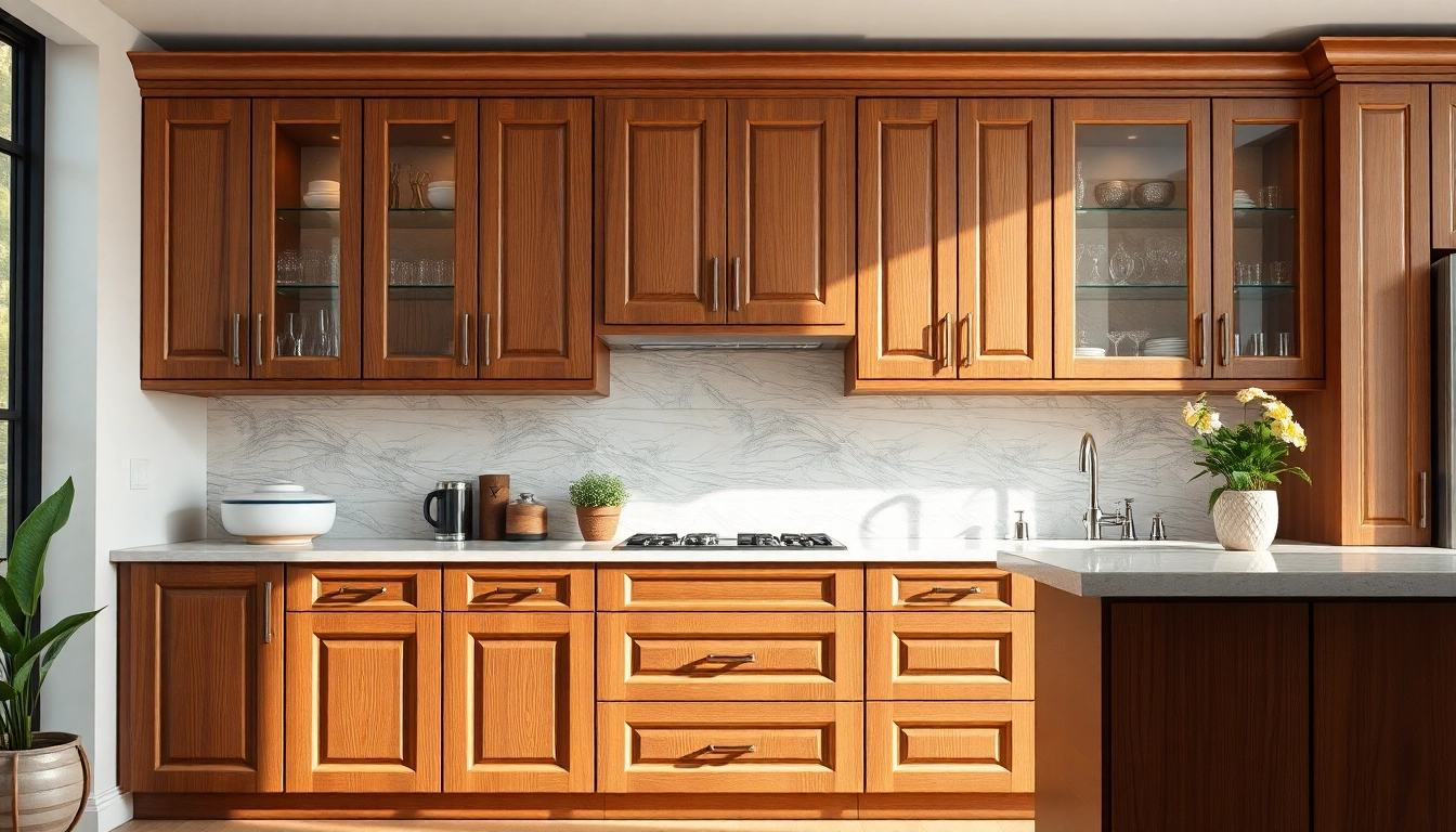 Showcase of a custom cabinet featuring elegant design and natural wood finishes.