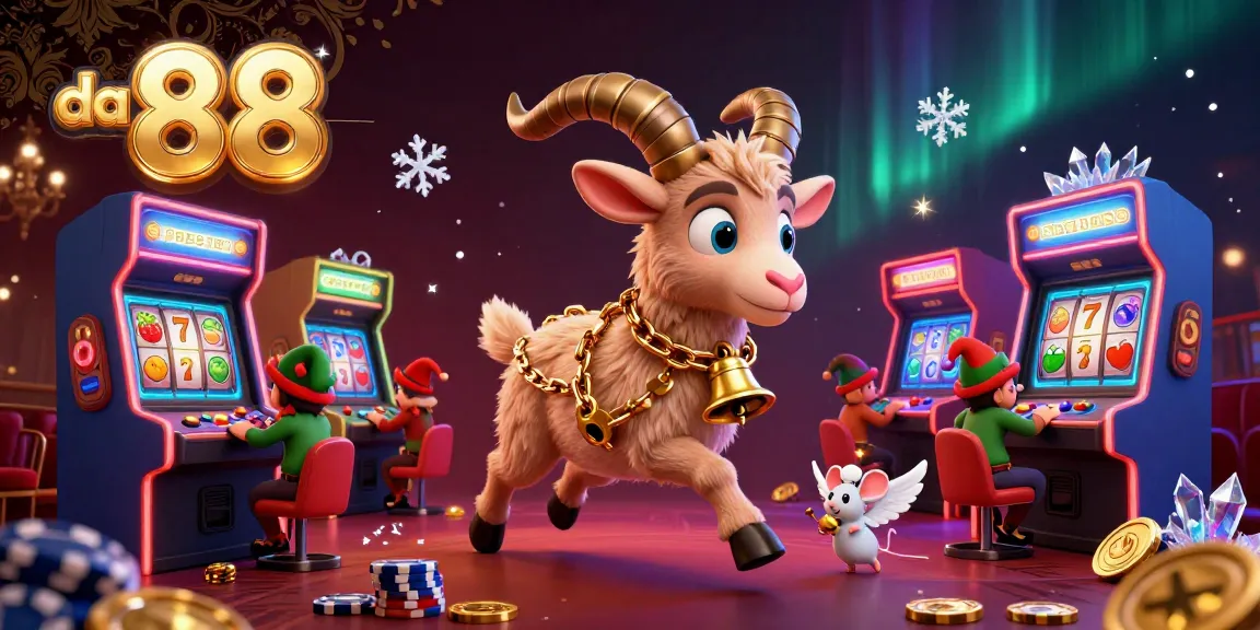 Play exciting casino games with da 88 featuring a lively Krampus goat in a festive atmosphere.