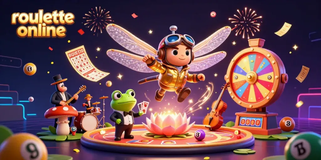 Experience roullete online with vibrant colors and dynamic casino elements in this captivating 3D illustration.