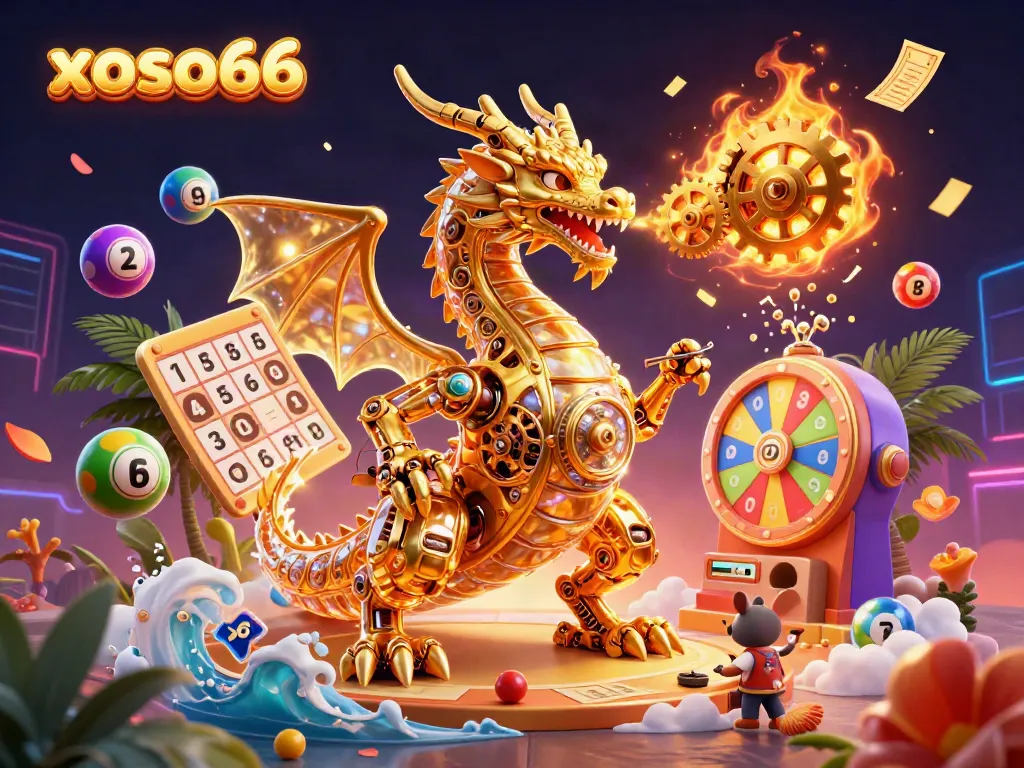 Create winning opportunities with vibrant scenes depicting xoso66's engaging gaming experience through colorful lottery elements.