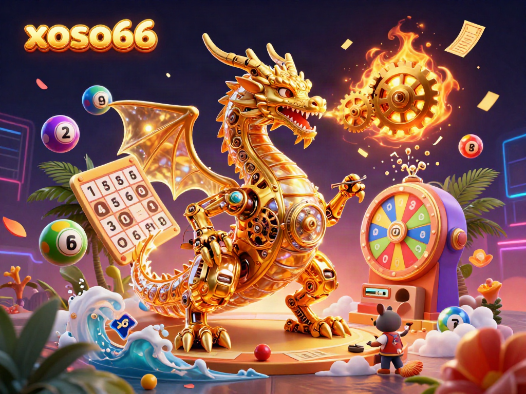 Create winning opportunities with vibrant scenes depicting xoso66's engaging gaming experience through colorful lottery elements.