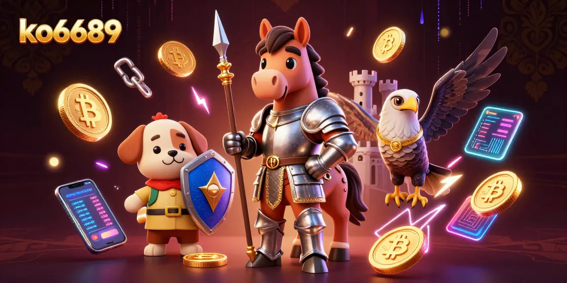 Experience thrilling gaming moments with ko6689, showcasing a vibrant scene filled with crypto coins and medieval fantasy elements.
