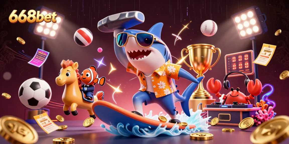 Experience thrilling gaming with 668bet's vibrant casino illustration, showcasing excitement and entertainment.