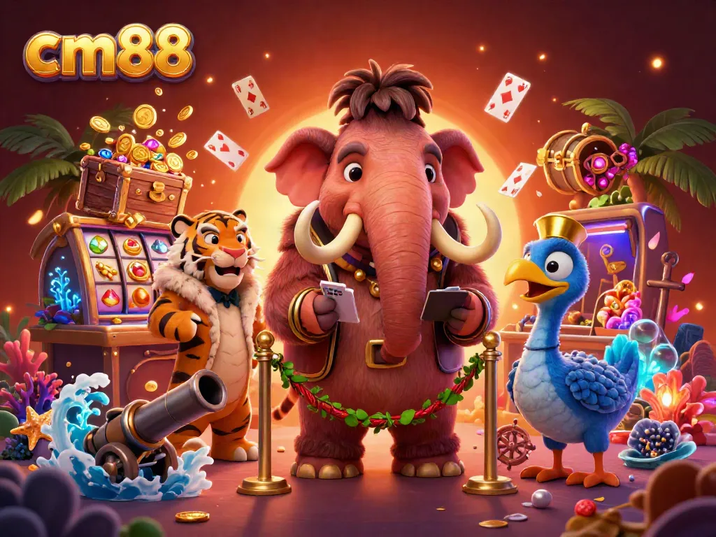 Playing at cm88, where the vibrant atmosphere features a mammoth bouncer and underwater treasures.