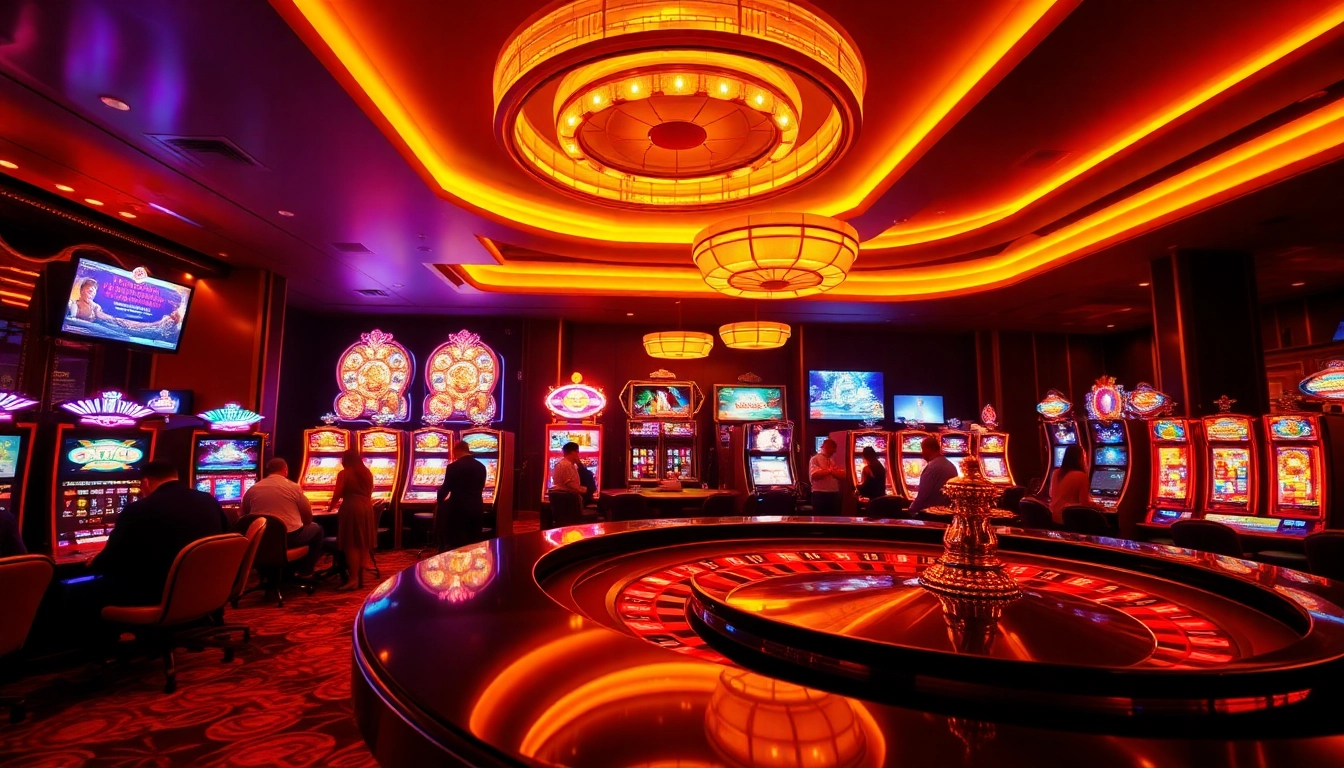 Gagnez de l'argent sur le site casino en ligne avec des joueurs enthousiastes autour des machines à sous.