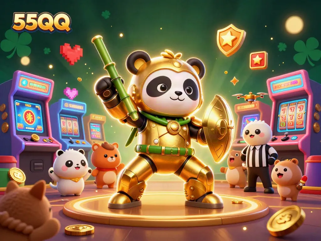 Engage in thrilling gameplay with 55QQ's vibrant casino experience featuring golden panda and arcade games.