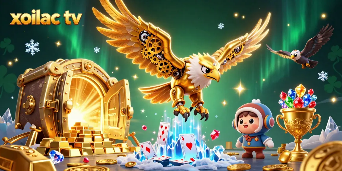 Xoilac TV offers exhilarating live sports betting with a vivid scene of cybernetic eagle and dazzling elements.