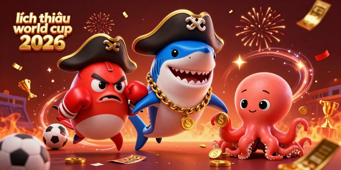 Engage in the excitement of betting with the dynamic scene depicting lịch thi đấu world cup 2026 and playful sea characters.