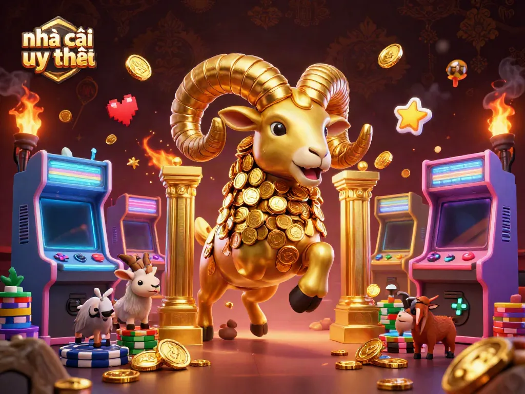 Experience thrilling fun at a nhà cái uy tín casino, featuring a golden ram and interactive gaming elements.
