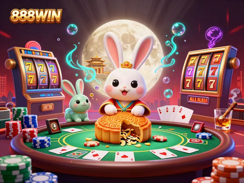 Experience thrilling gameplay at 888WIN with colorful poker chips and iconic casino elements.