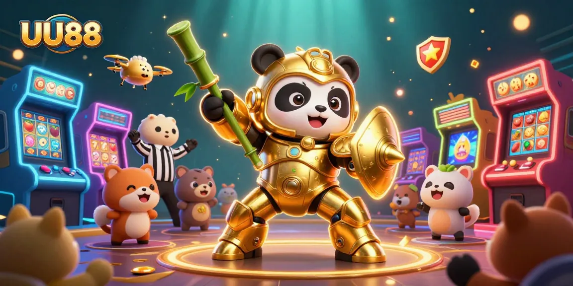 UU88 engaging players with a vibrant 3D casino illustration of exciting game elements and characters