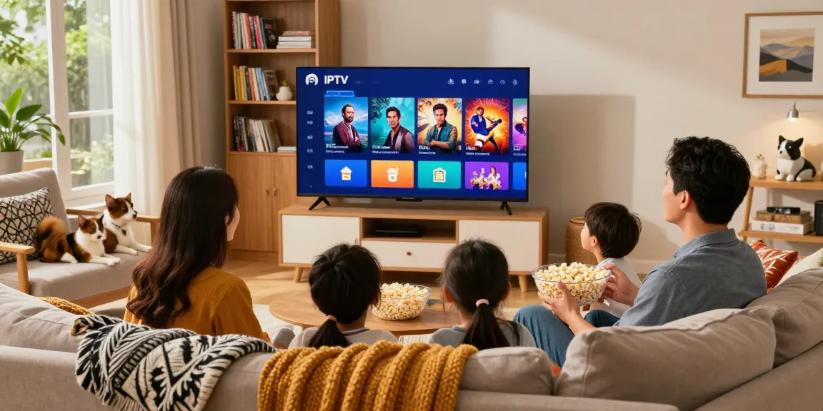 Família assistindo televisão com melhor serviço de bestbraziliptv.