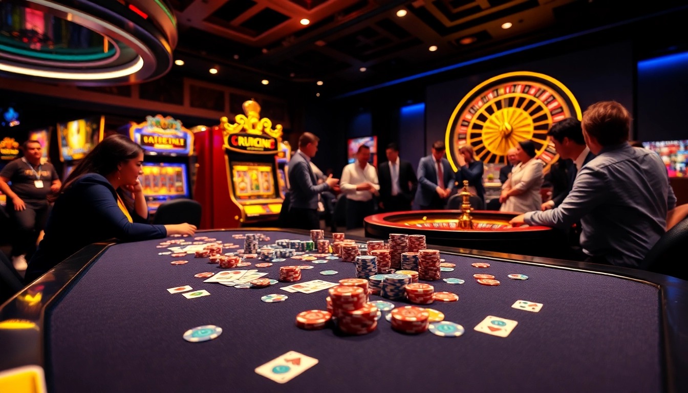 Players engaging in thrilling card games and slots at 7hh.br.com, highlighting an exciting gambling atmosphere.