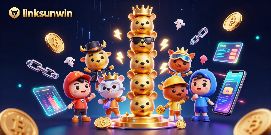 Join the excitement at linksunwin with vibrant casino-themed 3D illustration showcasing crypto gambling elements.