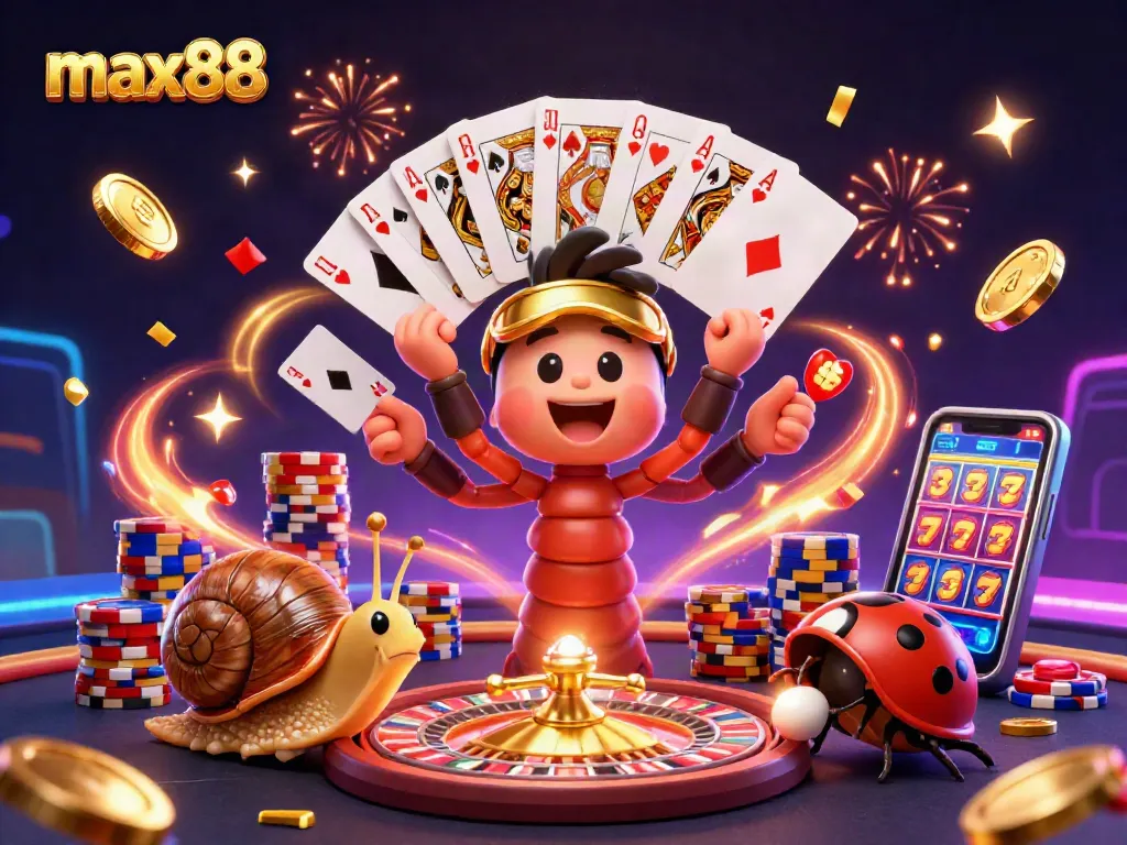 Experience the thrill with max88 as fun casino elements explode in celebration.