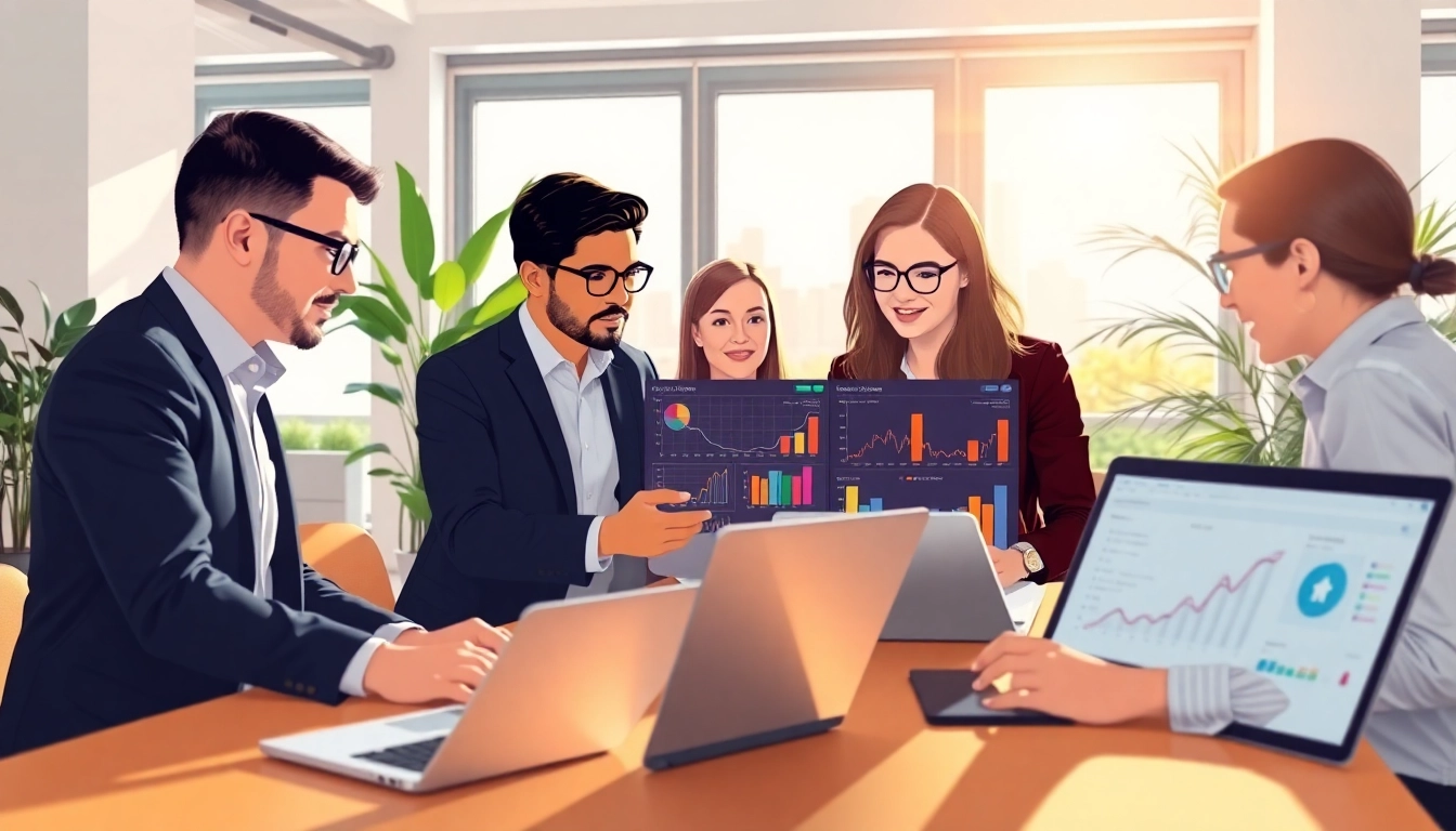 Optimize your demand planning software with a professional team collaborating in an innovative office.