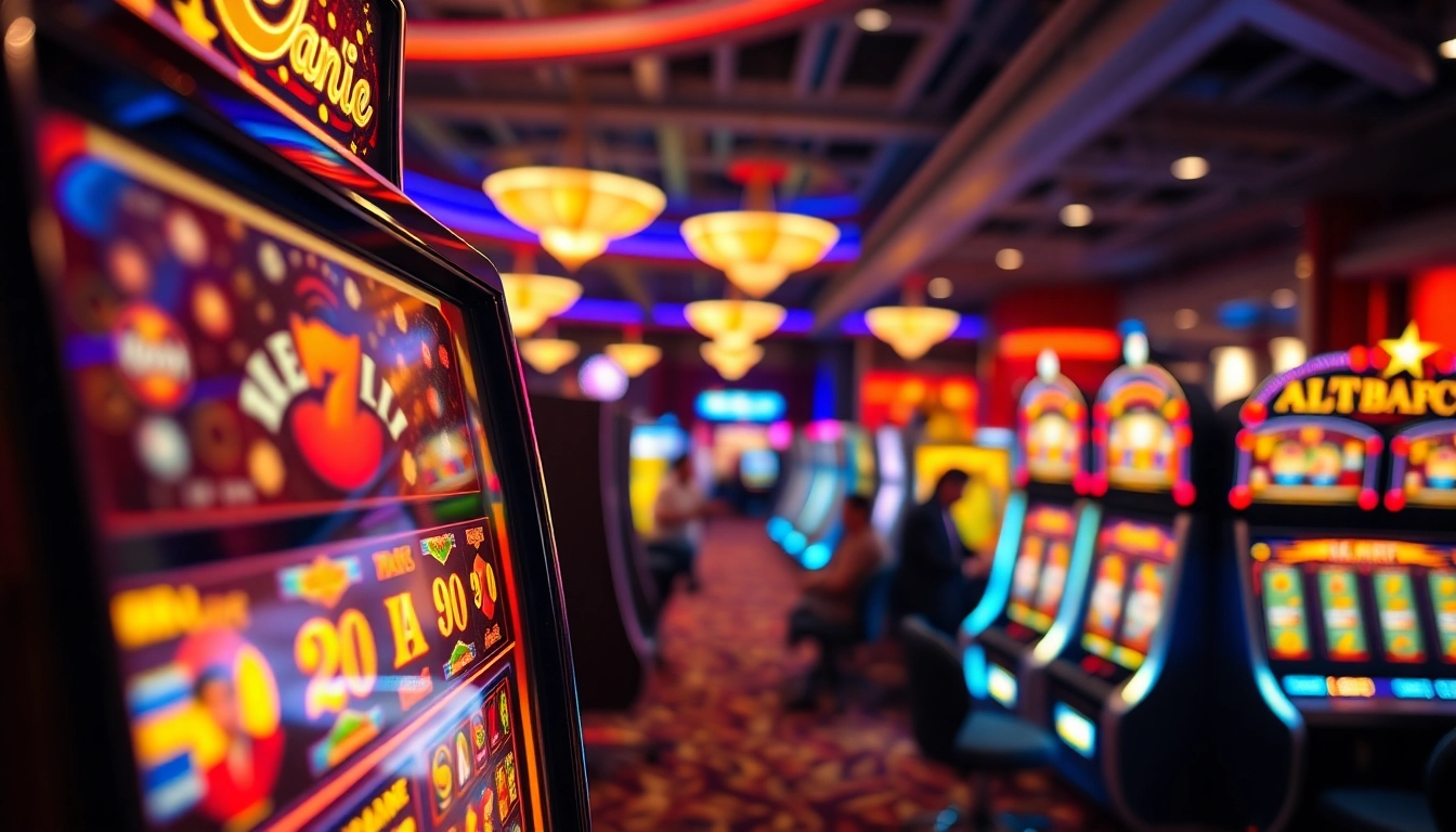 Menangkan slot gacor dengan mesin slot menyala di kasino yang ramai.