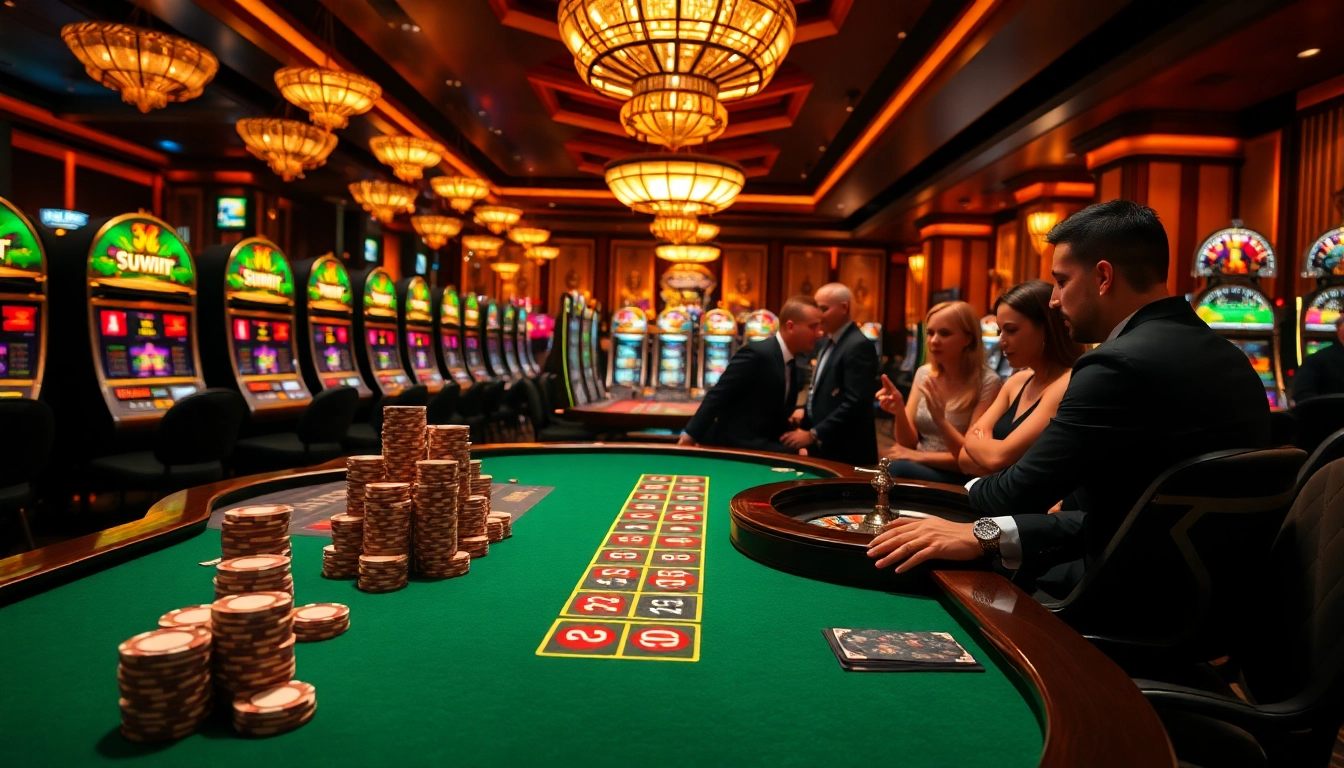 Experience the thrill of winning at the Sunwin casino with vibrant gaming scenes and high-stakes action.