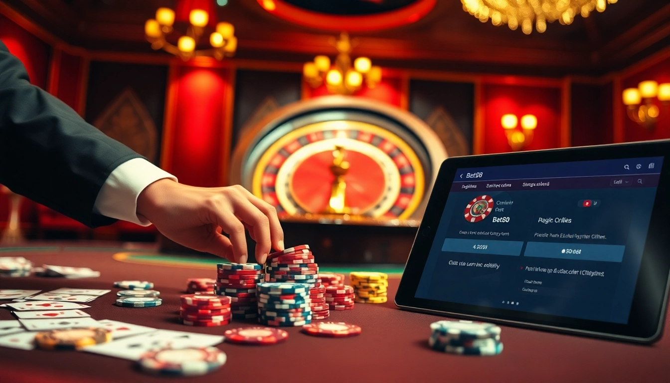 Bet88 đăng nhập at a vibrant casino table filled with poker chips and exciting game visuals.