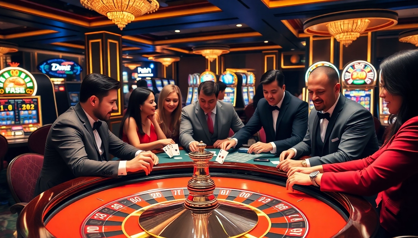 Players enjoy the exciting atmosphere of DW8 at a luxurious roulette table.