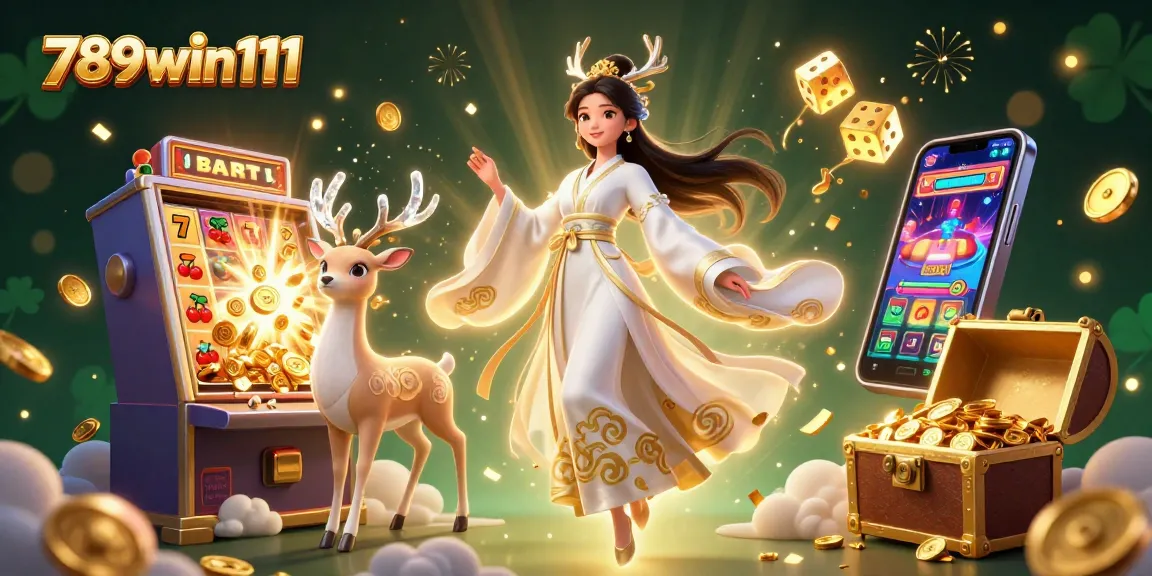 Experience thrilling wins with 789win111 in this vibrant 3D casino illustration featuring exciting gaming elements.
