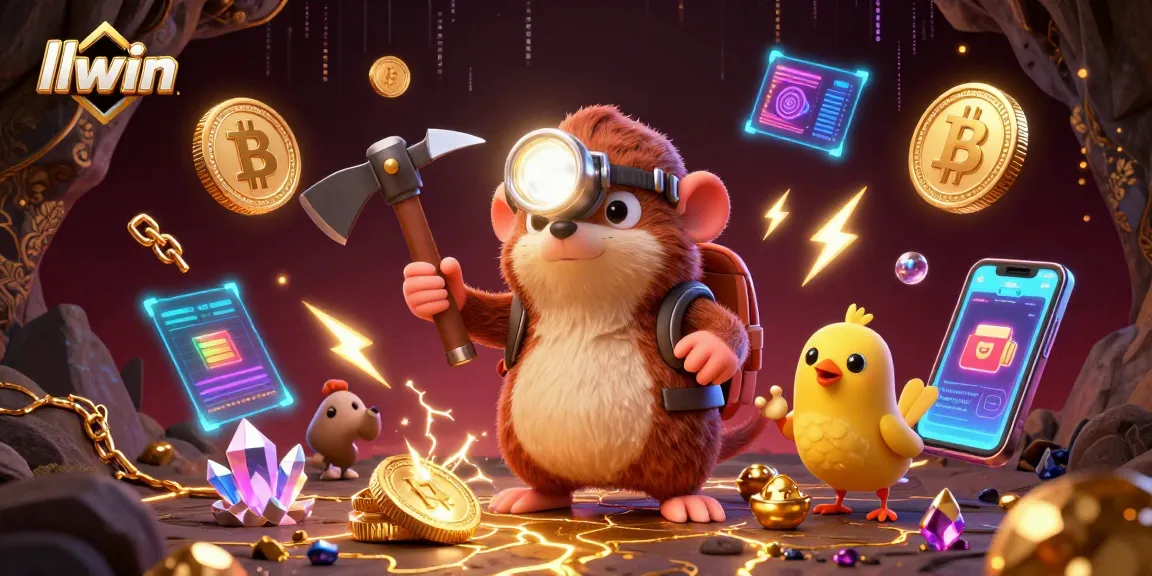 Join llwin for a thrilling treasure hunt in a vibrant casino adventure with golden coins and gems.