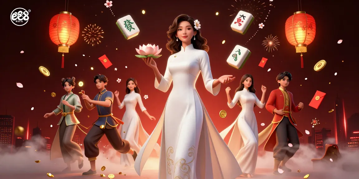 Experience the vibrant world of ee88 casino with a stunning digital art scene featuring elegant Asian characters and enchanting gambling elements.