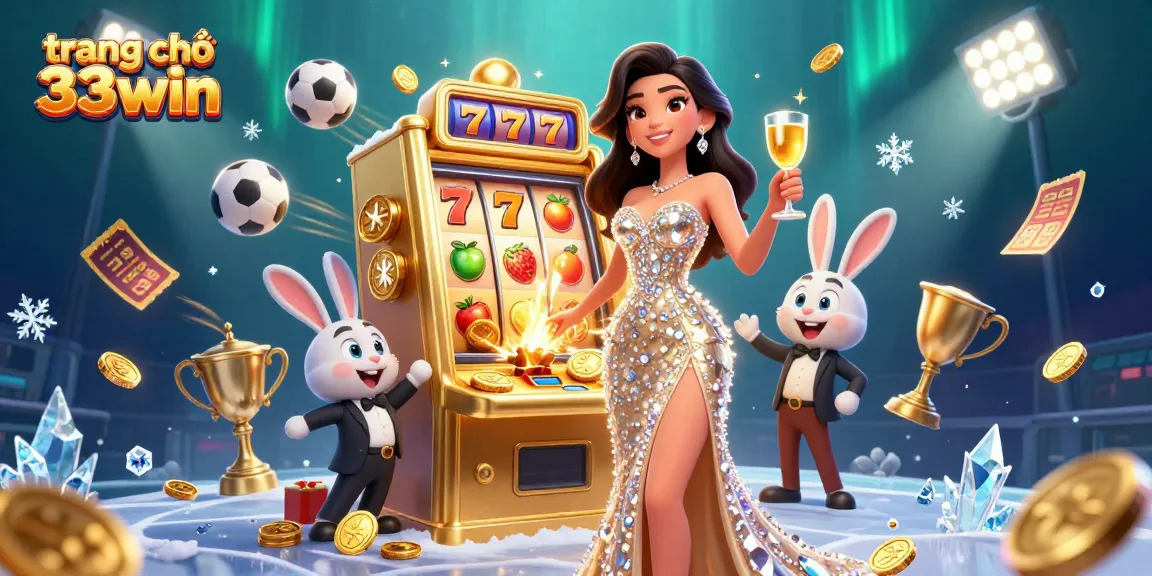 Experience the excitement of trang chủ 33win with a glamorous casino scene featuring a jackpot slot machine.