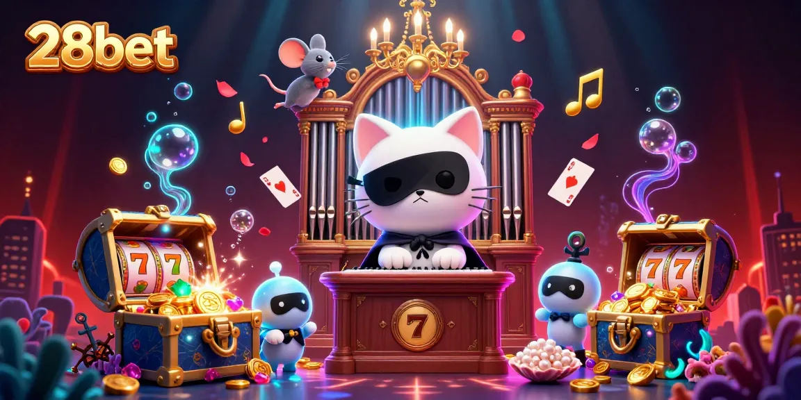 Experience the thrilling excitement of betting at 28bet with captivating casino elements in a vibrant scene.