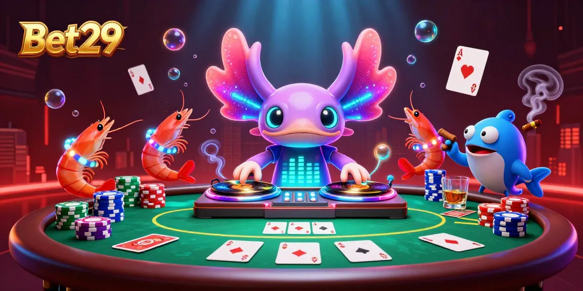 Bet29 brings excitement with a neon-colored DJ and poker elements in an underwater party.