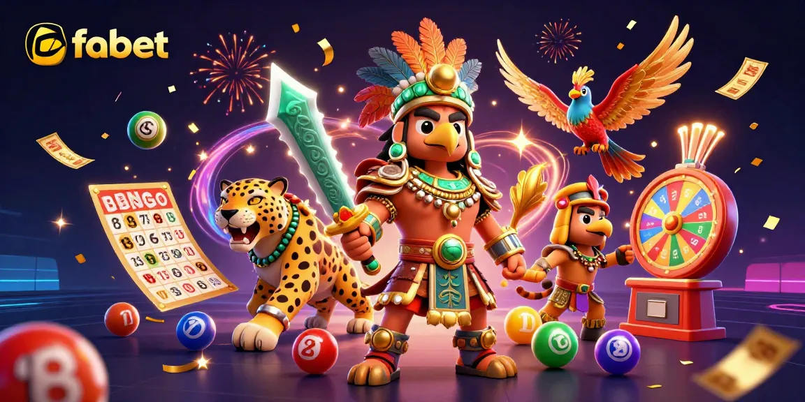 Experience fabet's vibrant gaming world with a dynamic 3D scene featuring lottery excitement and festive celebrations.