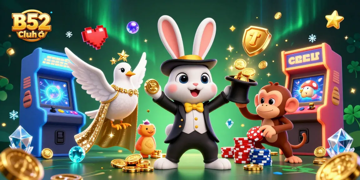 Experience the excitement of B52 Club chính thức with a magician rabbit and dazzling casino elements!